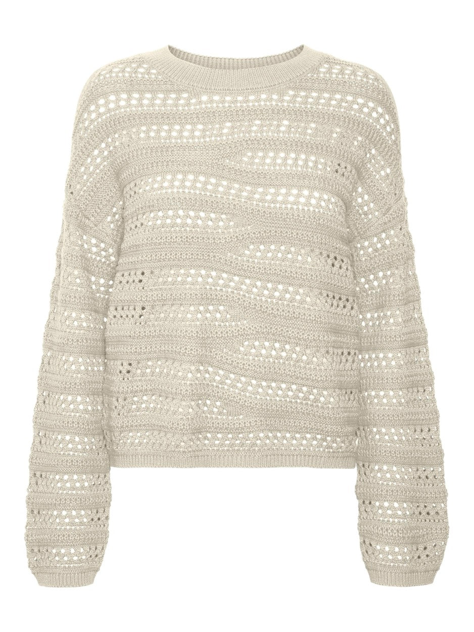 Vmlilja Ls O-neck Pullover Ga - Ecru