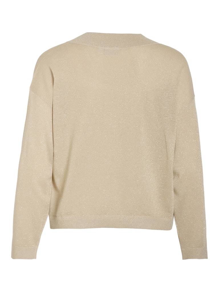 Viginny V-neck L/s Glitter Knit Top/pb - Zand