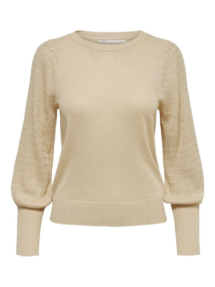 Vituli L/s V-neck Gliter Knit Top/p - Zand