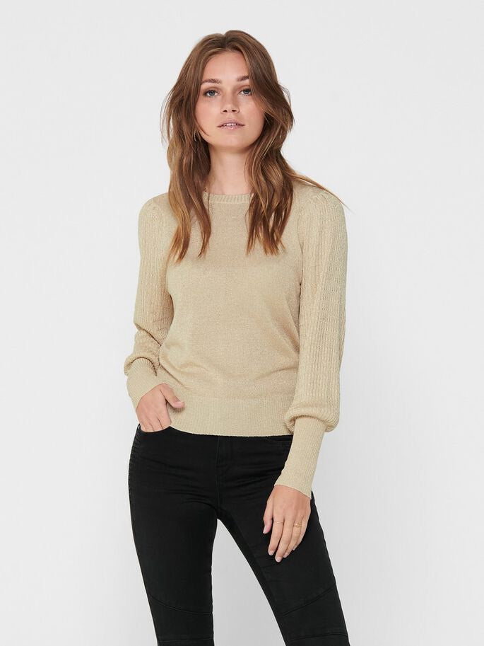 Vituli L/s V-neck Gliter Knit Top/p - Zand