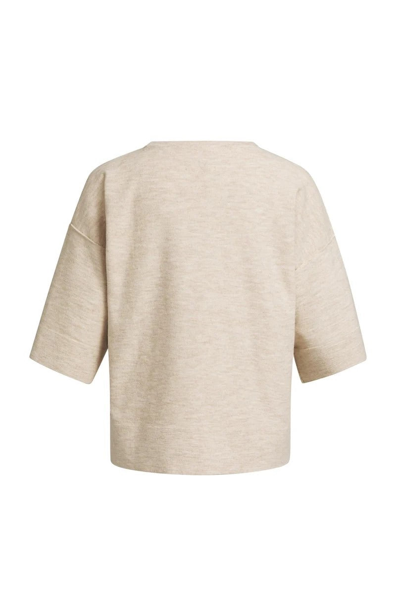 Oversized Gebreid T-shirt - Zand