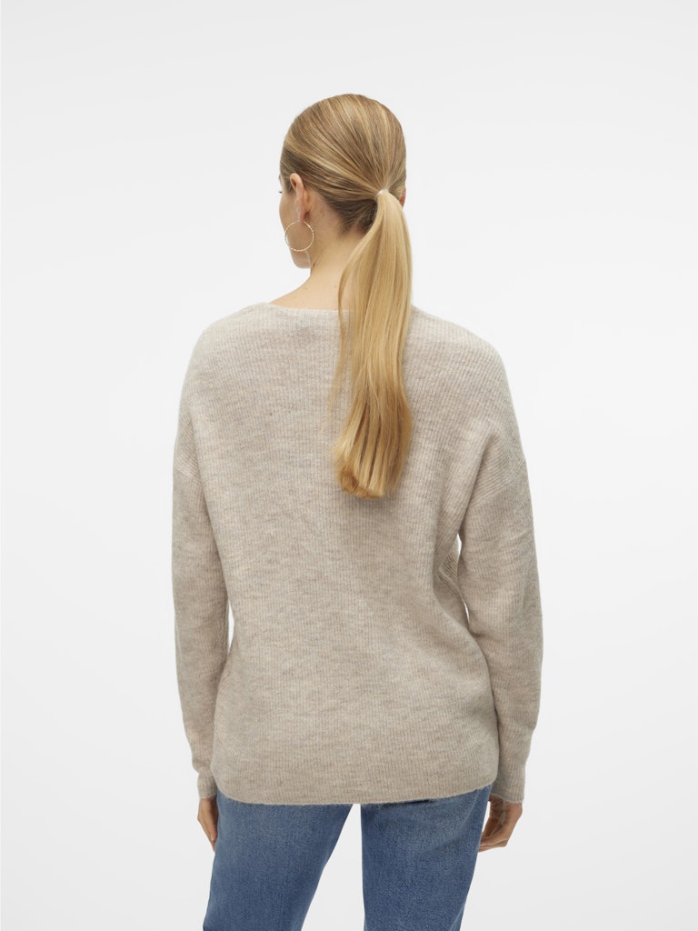 Vmcrewlefile Ls V-neck Blouse Noos - Beige