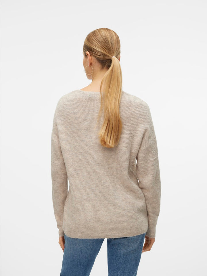 Vmcrewlefile Ls V-neck Blouse Noos - Beige