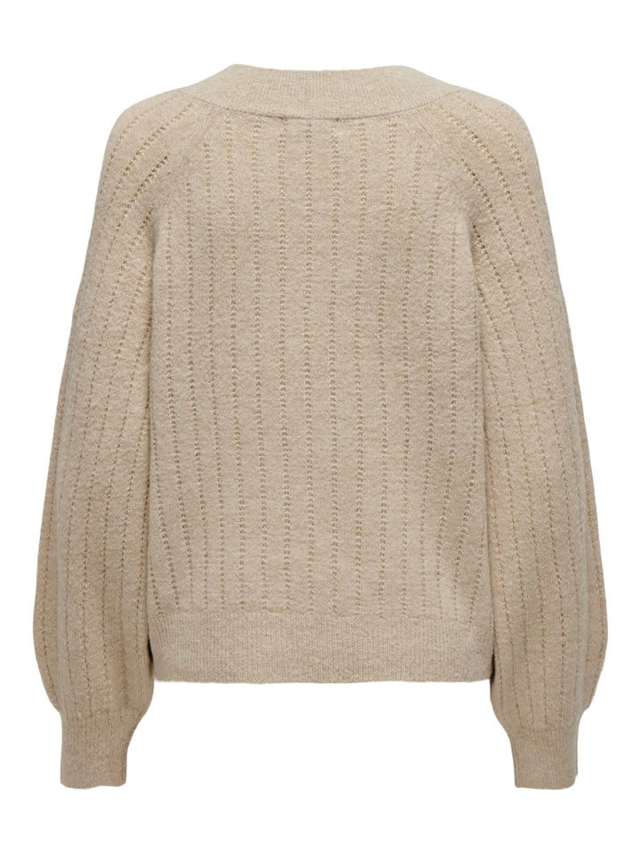 Jdyaspen Life L/s Lurex V-neck Pull - Beige