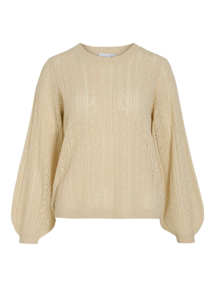 Vipolana O-neck L/s Glitter Knit To - Beige