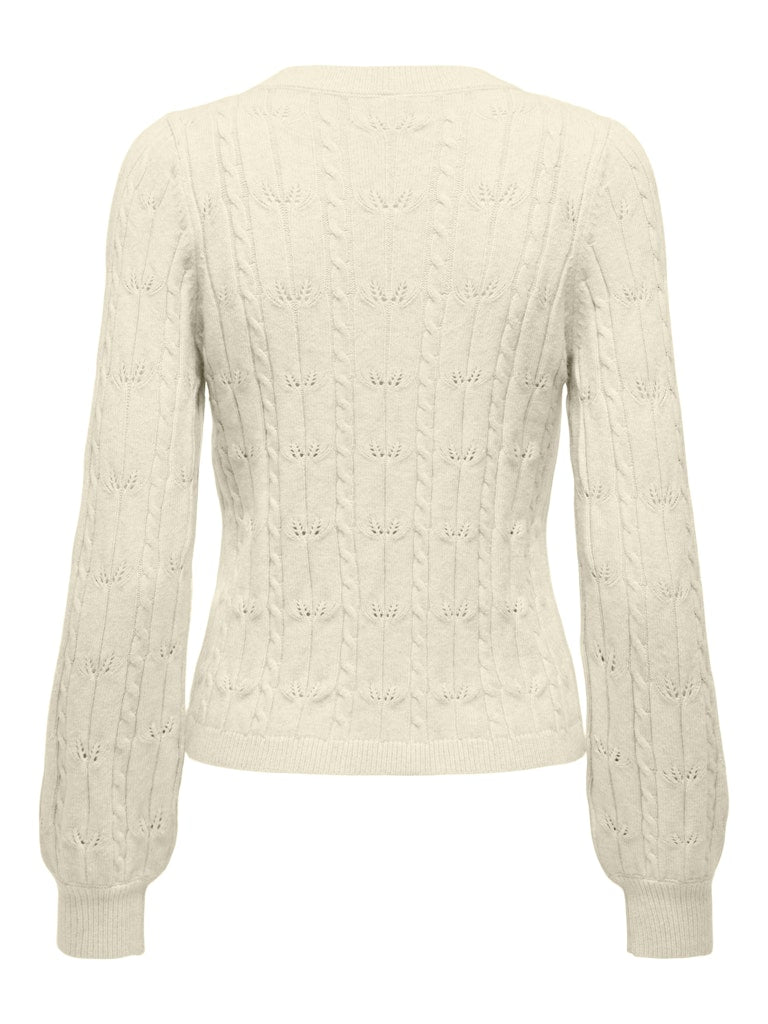 Onlkatia Ls Structure O-neck Pull Cc Knt - Beige