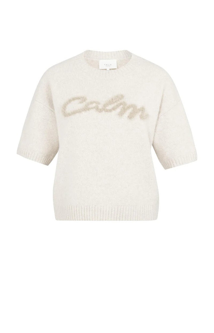 Gebreide Trui Met Fluffy Tekst - Beige