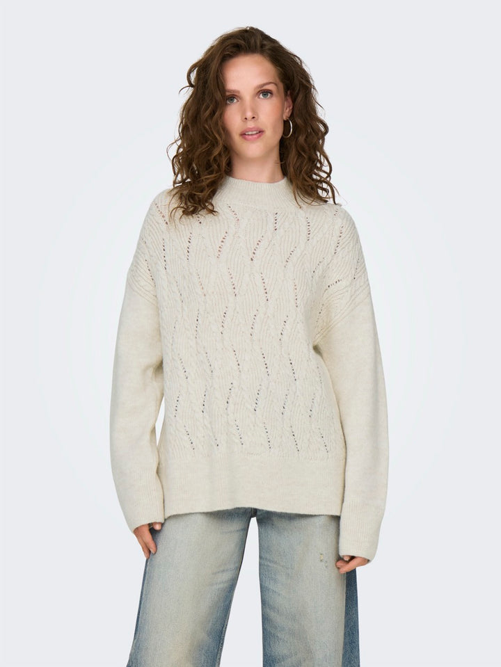 Onlleise Freya Ls High Neck Knt - Beige