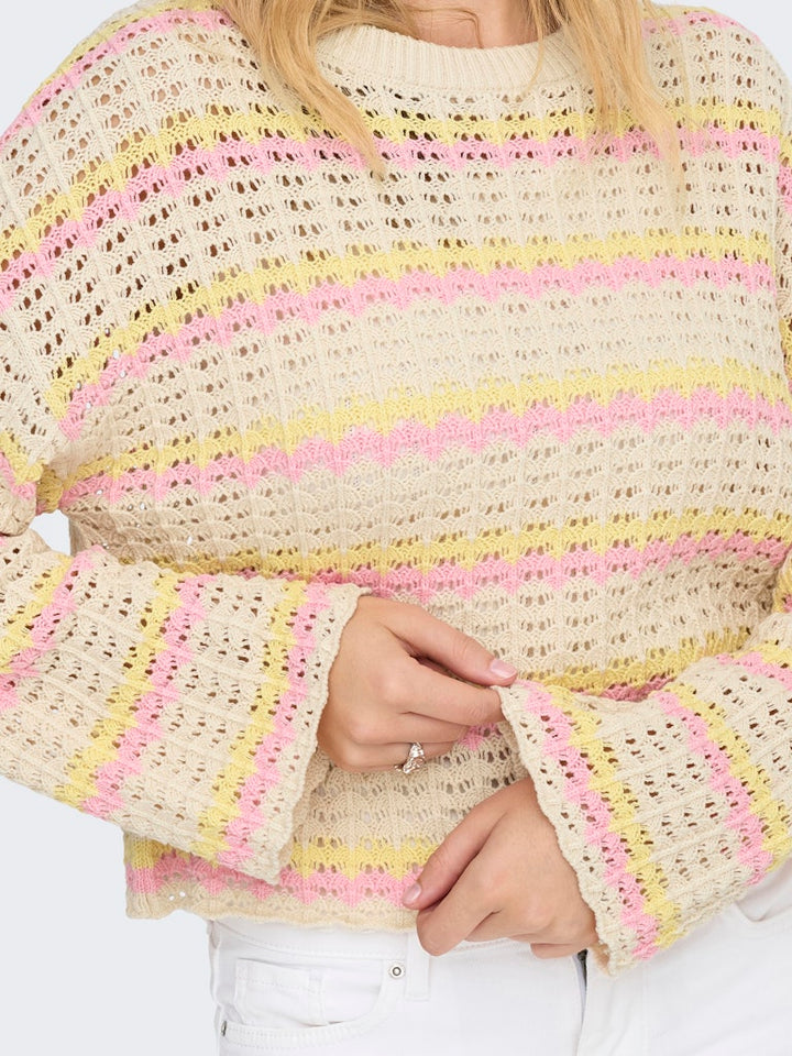 Onlasa Ls O-neck Knt Nca - Zand Dessin