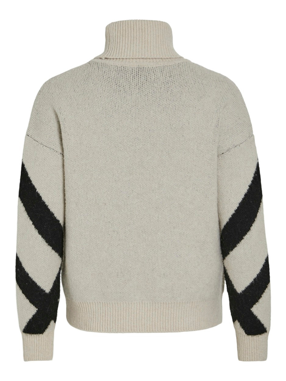 Vicille Rollneck L/s Jacquard Knit - Zand Dessin