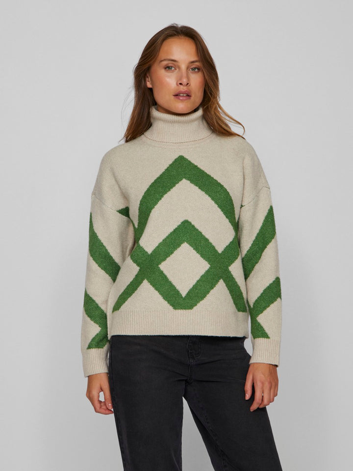 Vicille Rollneck L/s Jacquard Knit - Zand Dessin