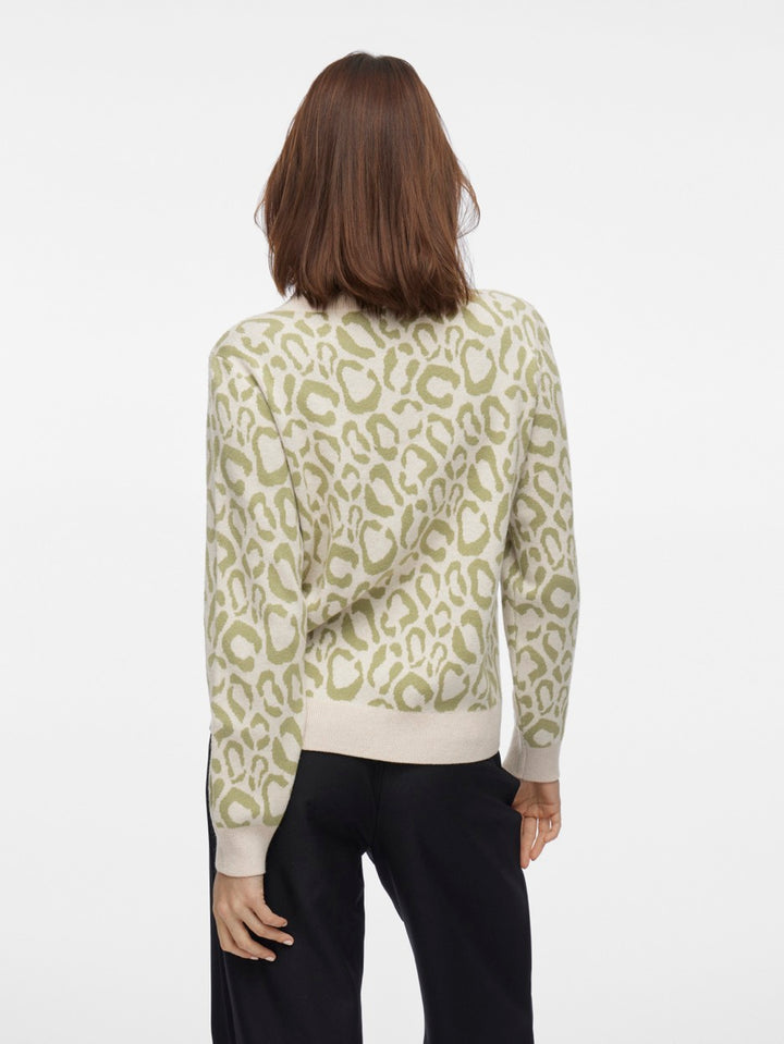 Viril L/s Jacquard Knit Top/1 - Ecru Dessin