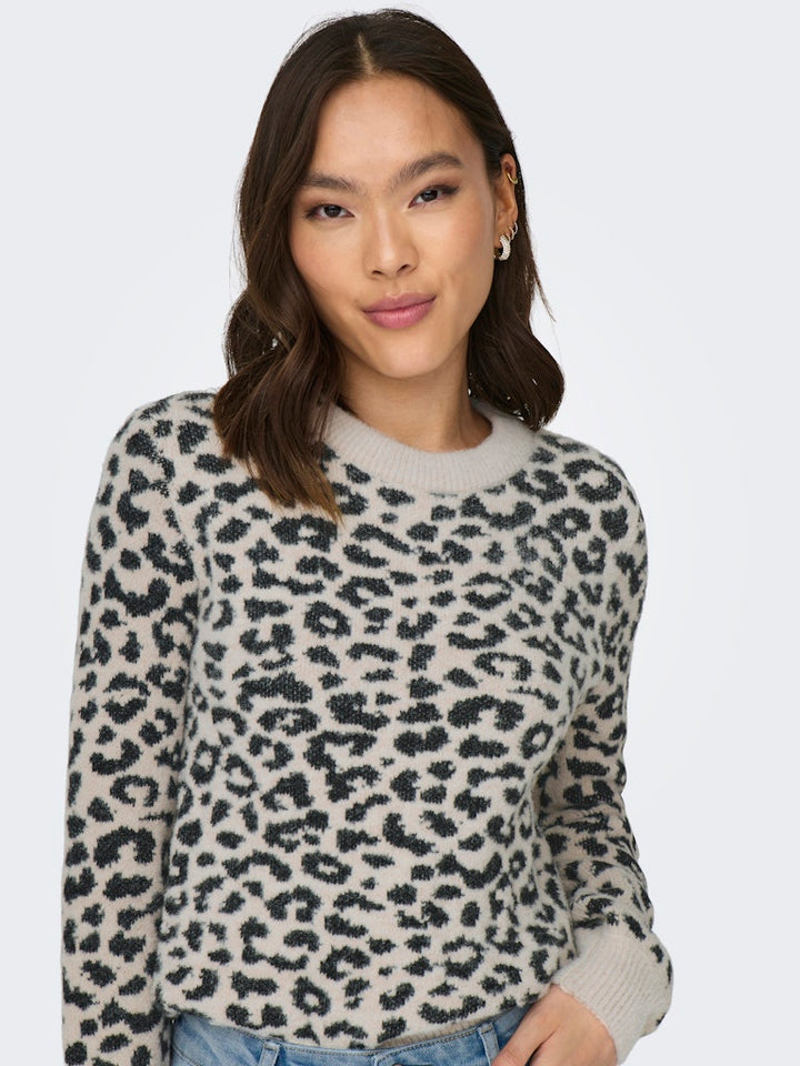Jdylorraine Animal L/s Pullover Knt Noos - Ecru Dessin