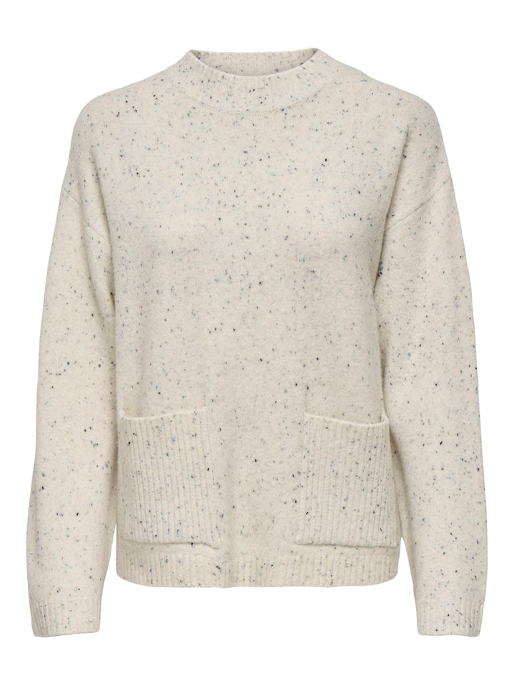 Jdyvirginia Life L/s Hn Pocket Pull Knt - Ecru Dessin