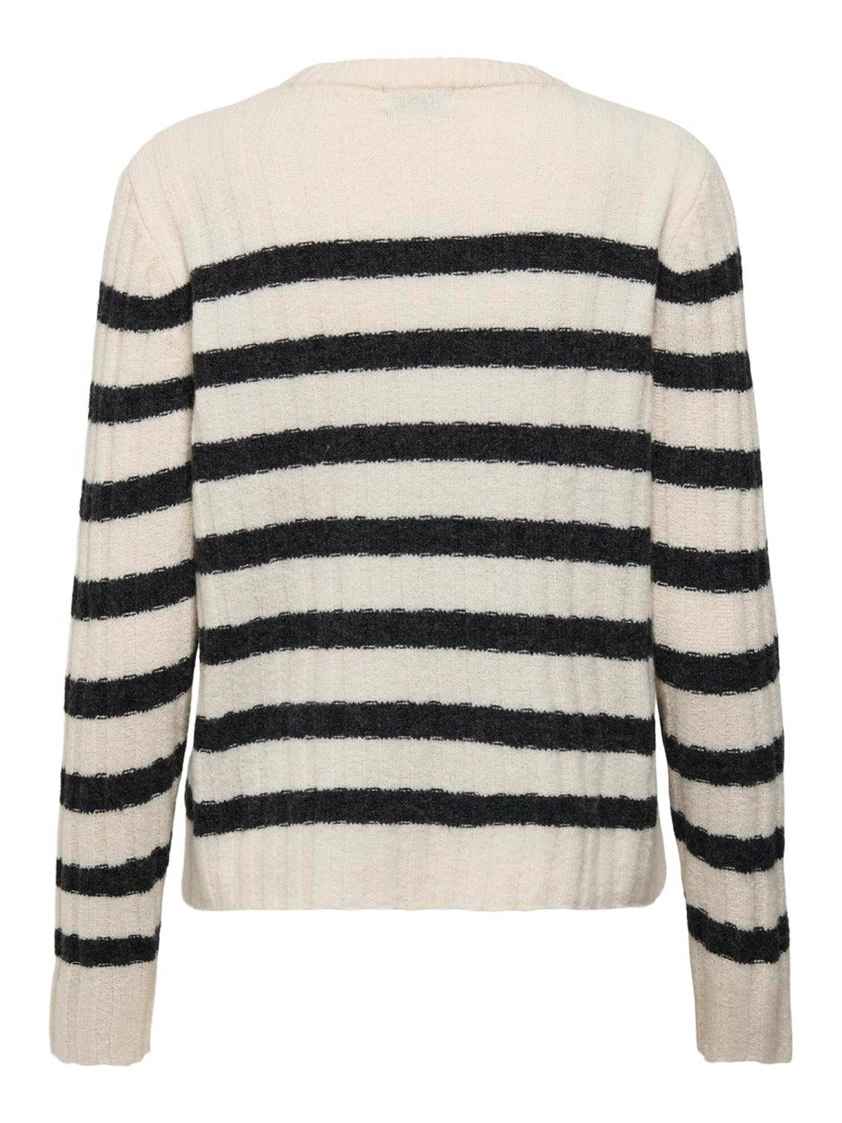 Jdymiley L/s O-neck Stripe Pullover - Ecru Dessin