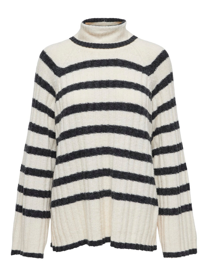 Jdymiley L/s Long Stripe Pullov Knt - Ecru Dessin