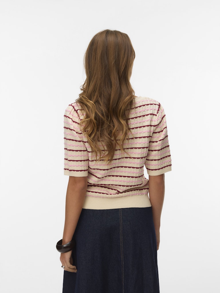 Vmmonica 2/4 O-neck Pullover Boo - Ecru Dessin