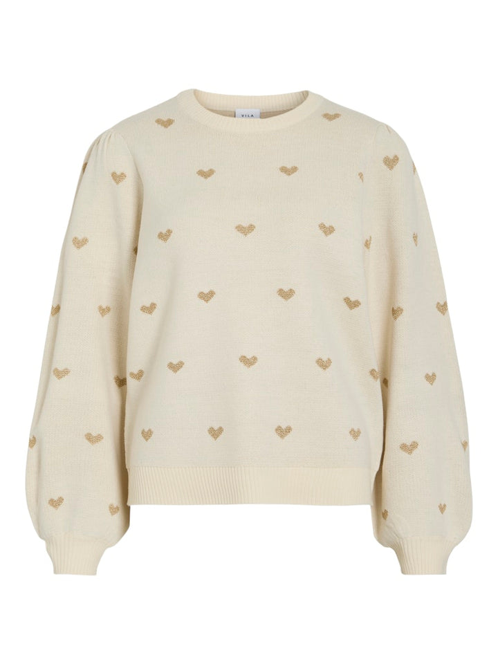 Vilali O-neck L/s Knit Pullover - Ecru Dessin