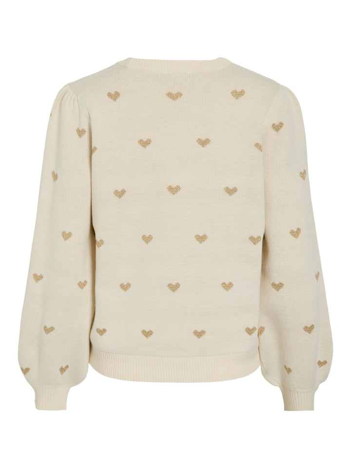 Vilali O-neck L/s Knit Pullover - Ecru Dessin