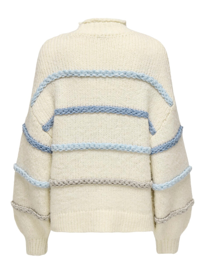 Onlmy Ls Stripe High Neck Knt - Ecru Dessin