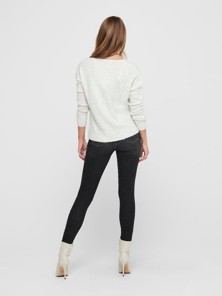 Jdyelanora L/s V-neck Pullo. Knt Noos - Wit Dessin