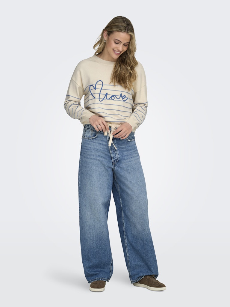 Onlsigne Life Ls Text Detai Oneck Cc Knt - Ecru Dessin