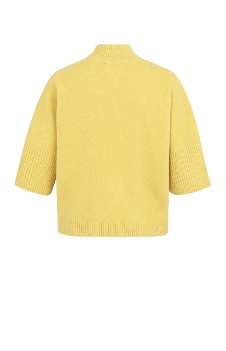 Trui Met Geribde Driekwart Mou - Geel