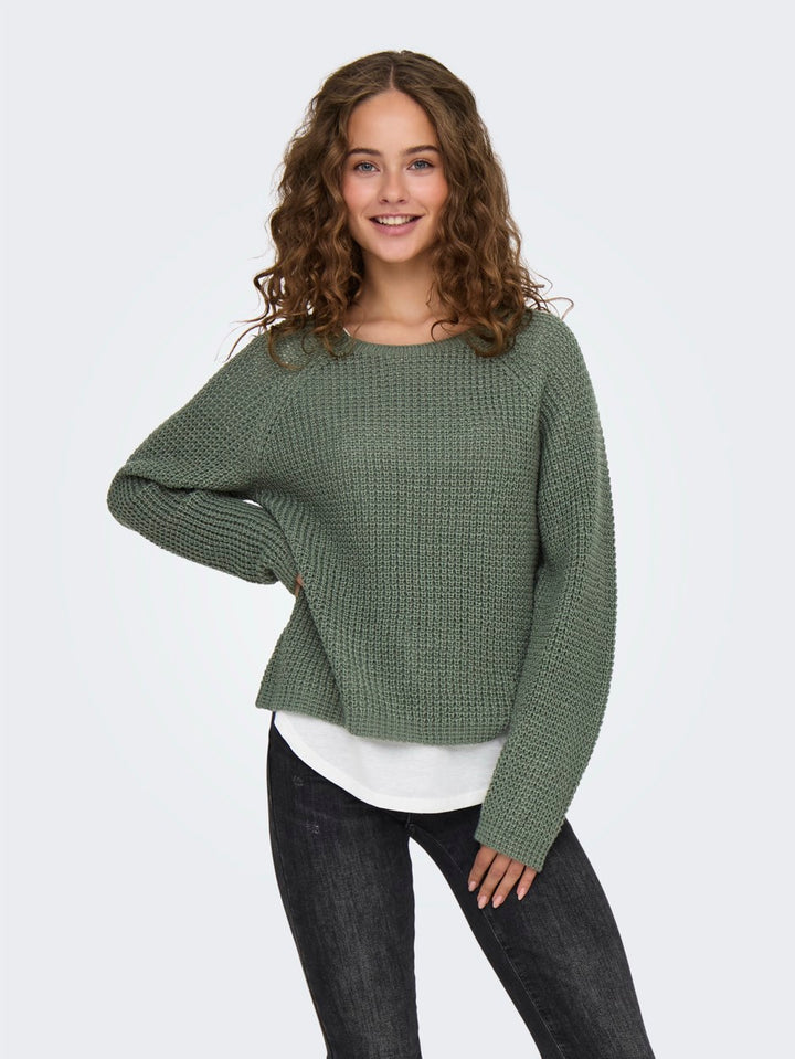 Jdyellen L/s Oneck Raglan Pullover - Oud Groen