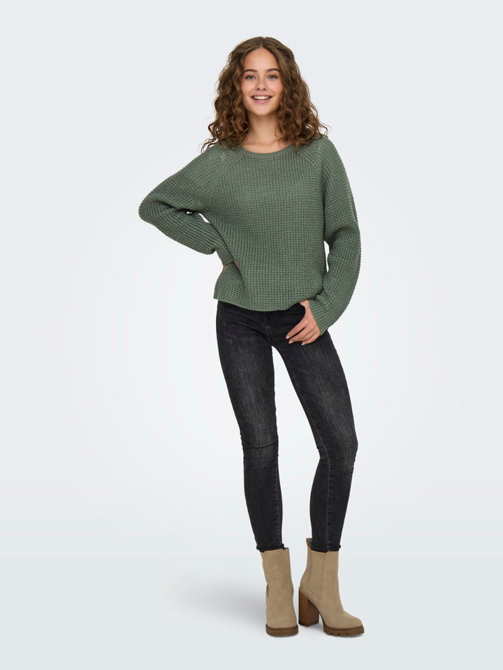 Jdyellen L/s Oneck Raglan Pullover - Oud Groen