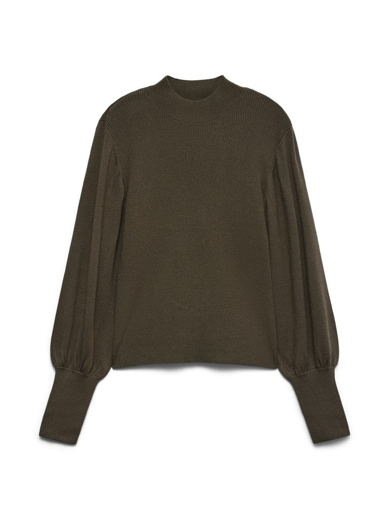 Vmhollykaris Ls Funnelneck Pullover Boo - Donkergroen