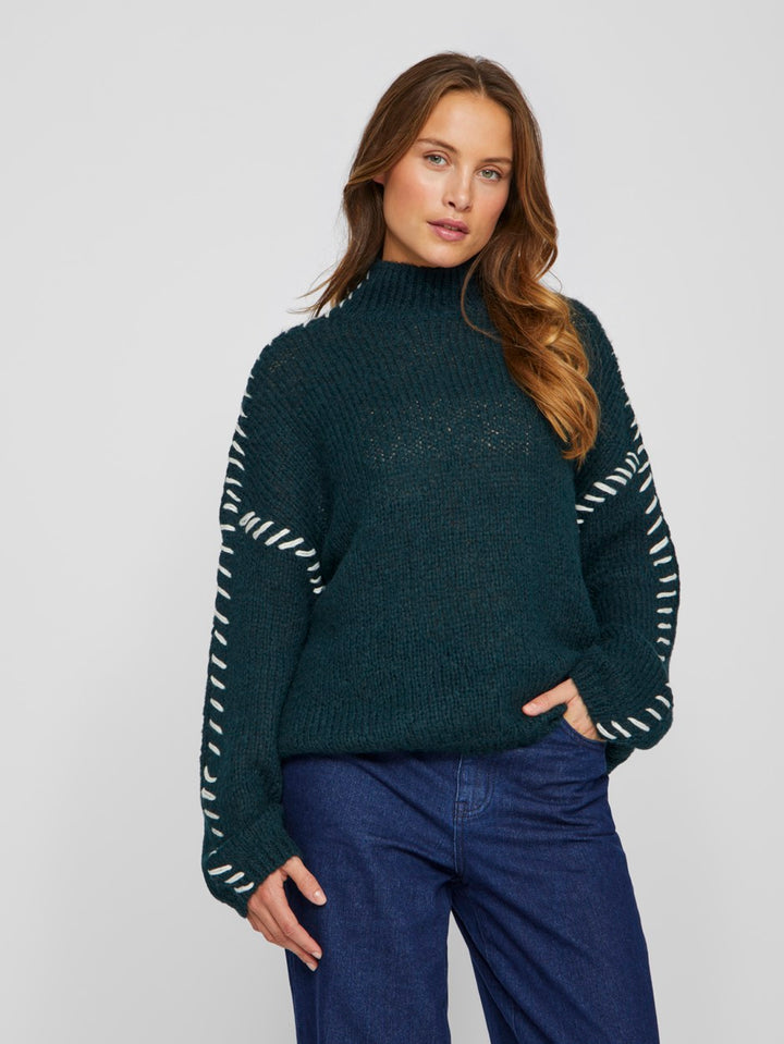 Vichoca New L/s Knit Pullover - Donkergroen