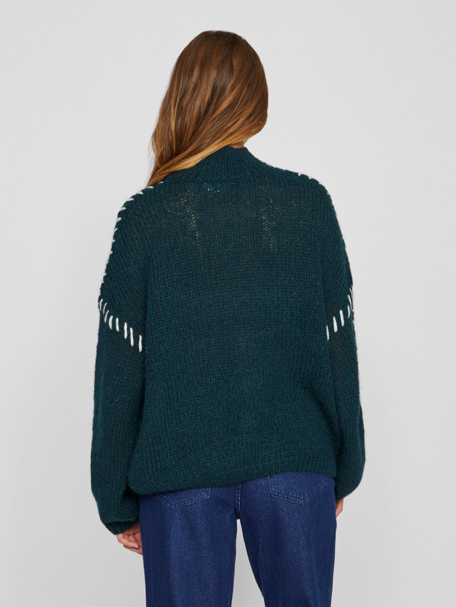 Vichoca New L/s Knit Pullover - Donkergroen