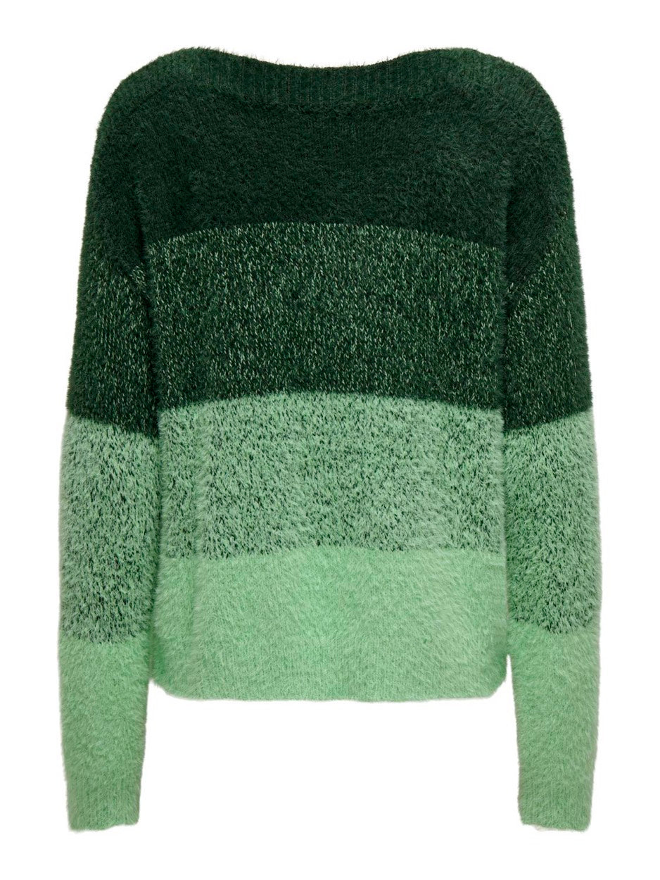 Onlmaika Ls Boatneck Cc Knt - Groen Dessin