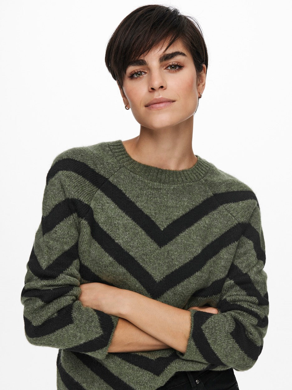 Onleliza L/s Pullover Knt Noos - Groen Dessin