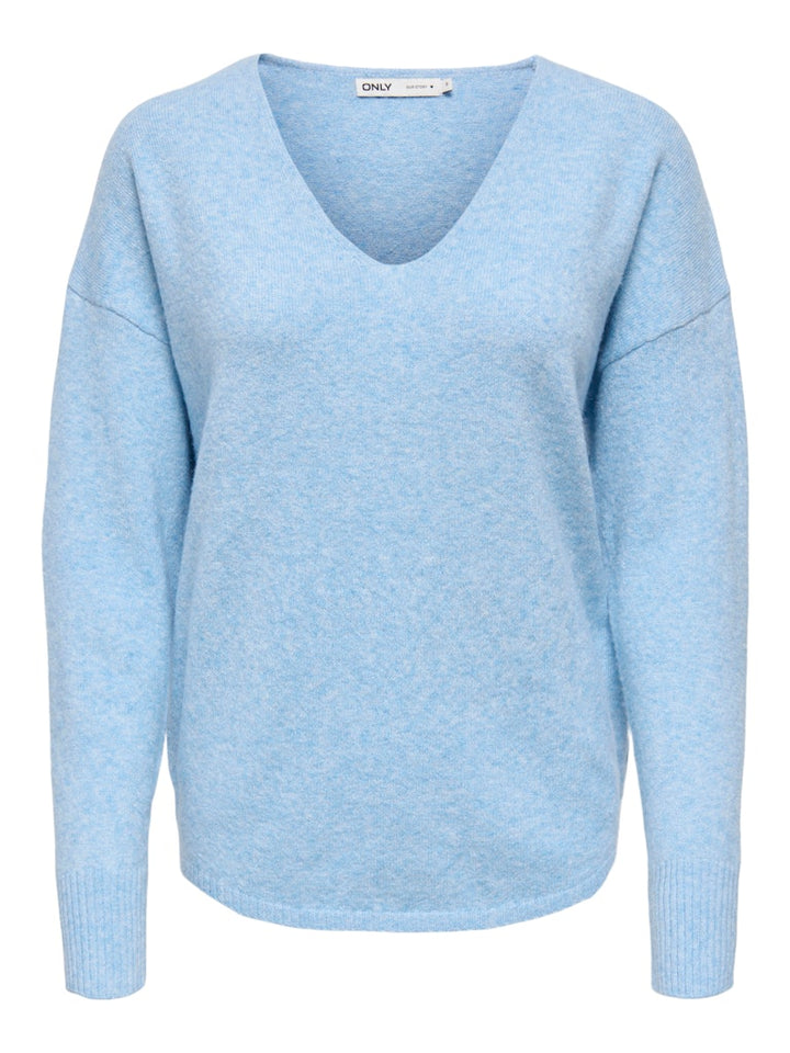 Onlrica L/s V-neck Pullo Knt Noos - Lichtblauw