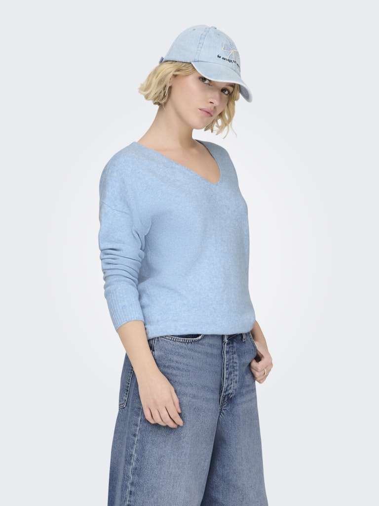 Onlrica L/s V-neck Pullo Knt Noos - Lichtblauw