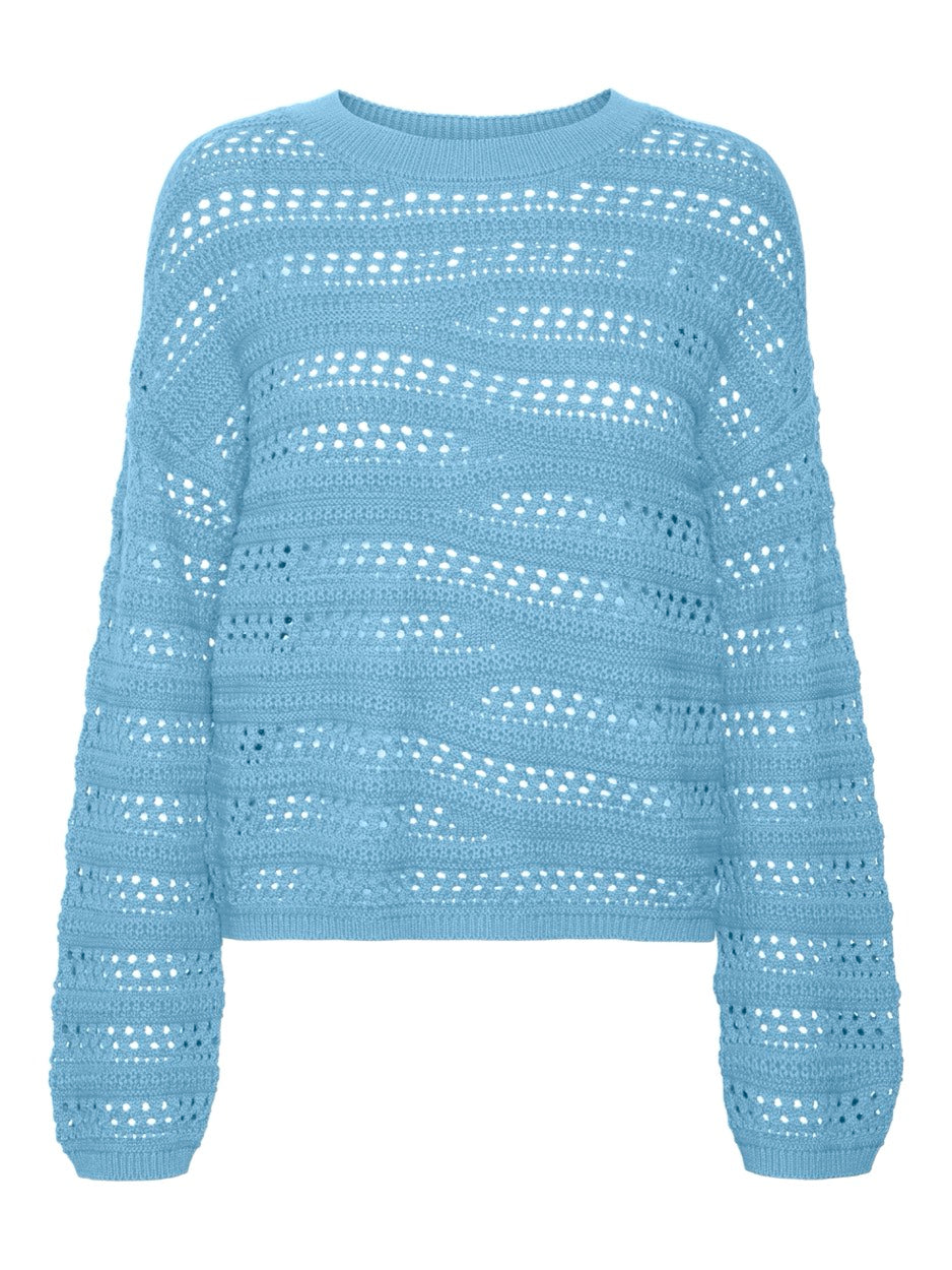 Vmlilja Ls O-neck Pullover Ga - Lichtblauw