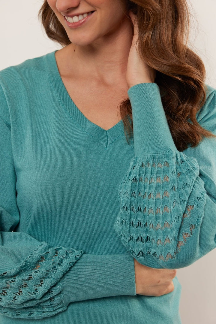 Marley Knitting Sweater - Aqua