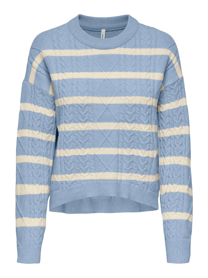 Onlkatia Ls Cable O-neck Pullover Cc Knt - Blauw Dessin