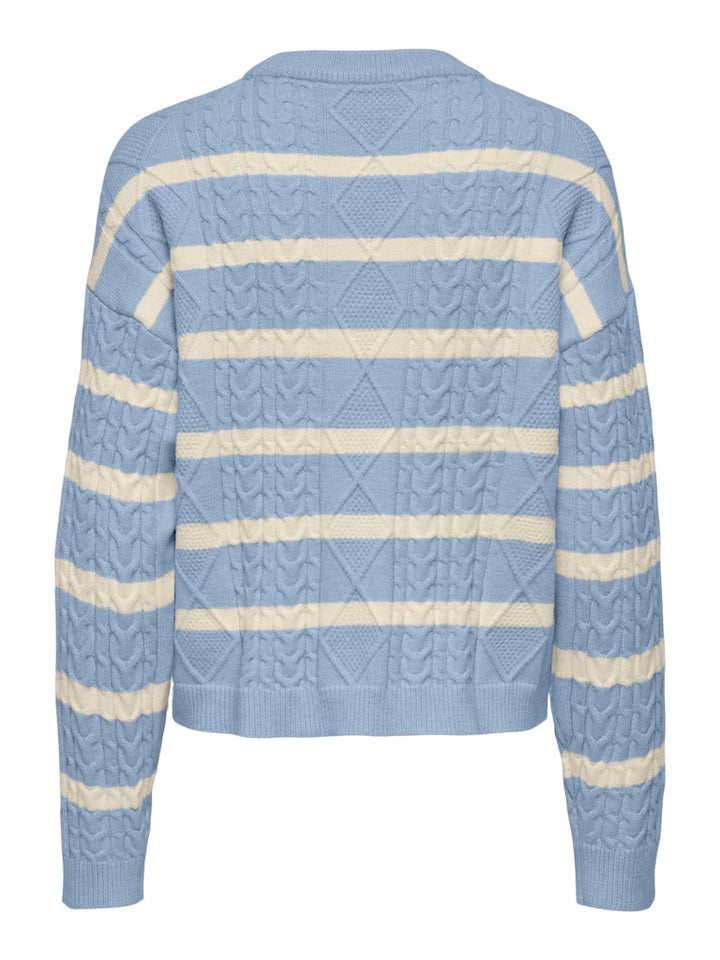 Onlkatia Ls Cable O-neck Pullover Cc Knt - Blauw Dessin
