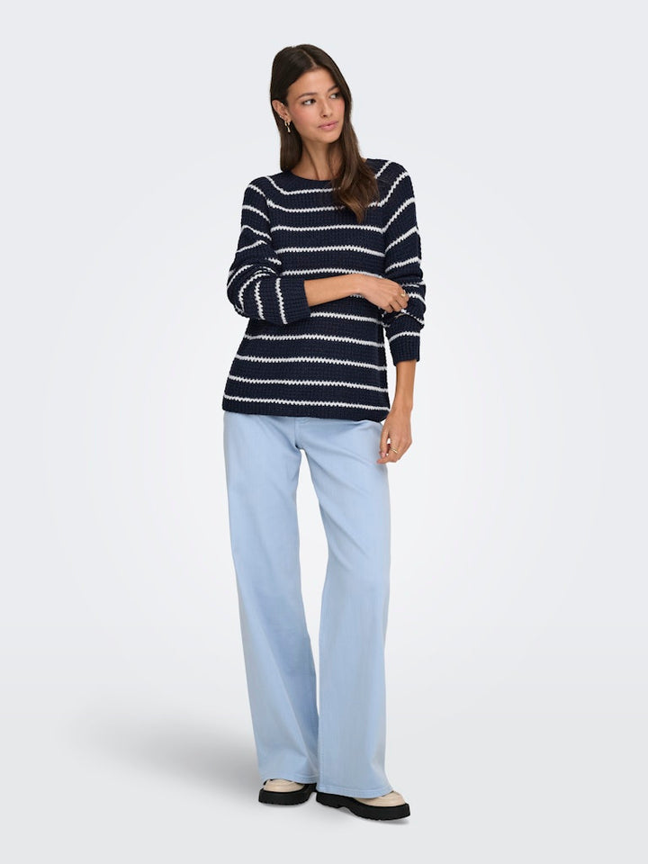 Jdyellen L/s Oneck Raglan Pullover Knt - Blauw Dessin