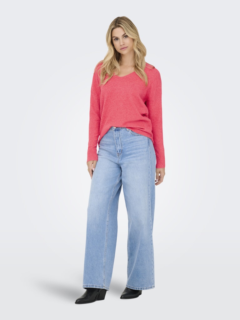 Onlrica L/s V-neck Pullo Knt Noos - Koraal Rood