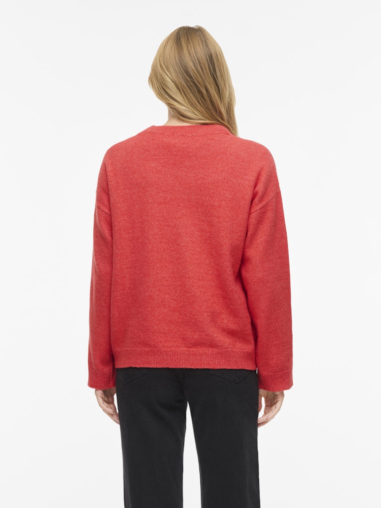 Viliga L/s O-neck Knit Top - Noos - Framboos