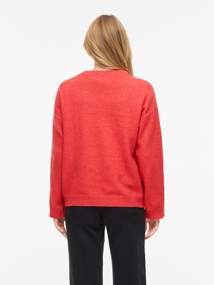 Viliga L/s O-neck Knit Top - Noos - Framboos