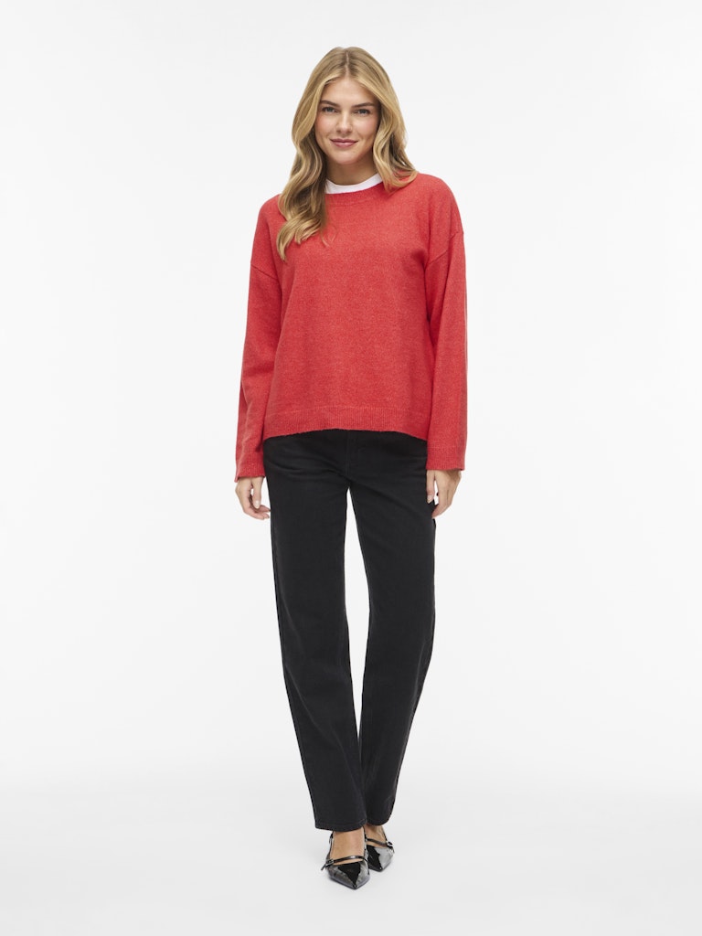 Viliga L/s O-neck Knit Top - Noos - Framboos