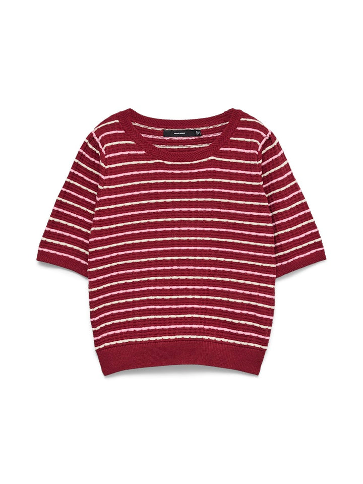 Vmmonica 2/4 O-neck Pullover Boo - Rood Dessin