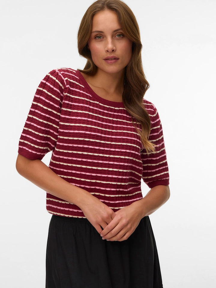 Vmmonica 2/4 O-neck Pullover Boo - Rood Dessin