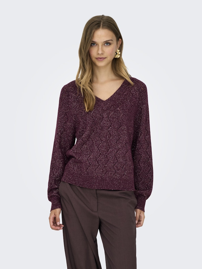 Jdyaspen Life Ls V-neck Pullover Knt - Bordeaux