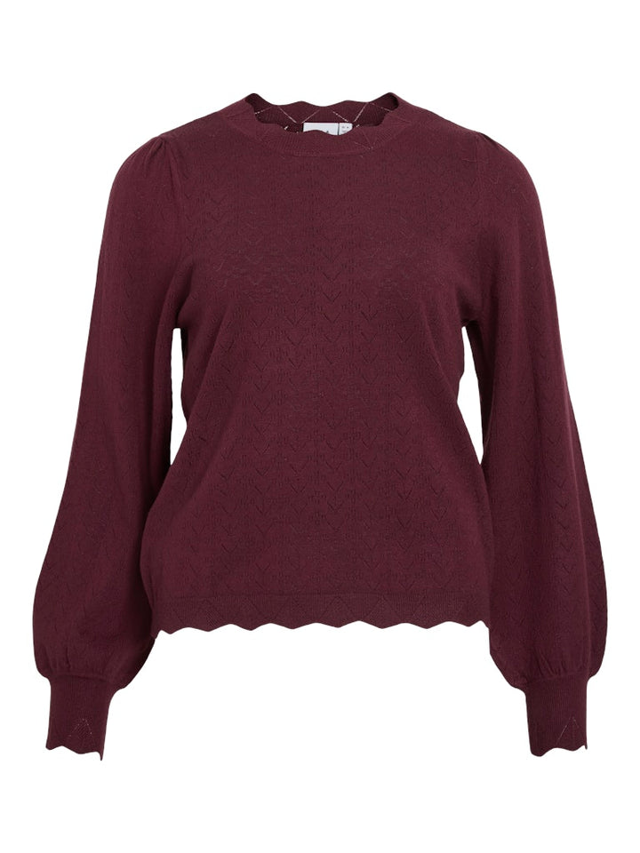 Viemi O-neck L/s Knit Top/tes - Bordeaux