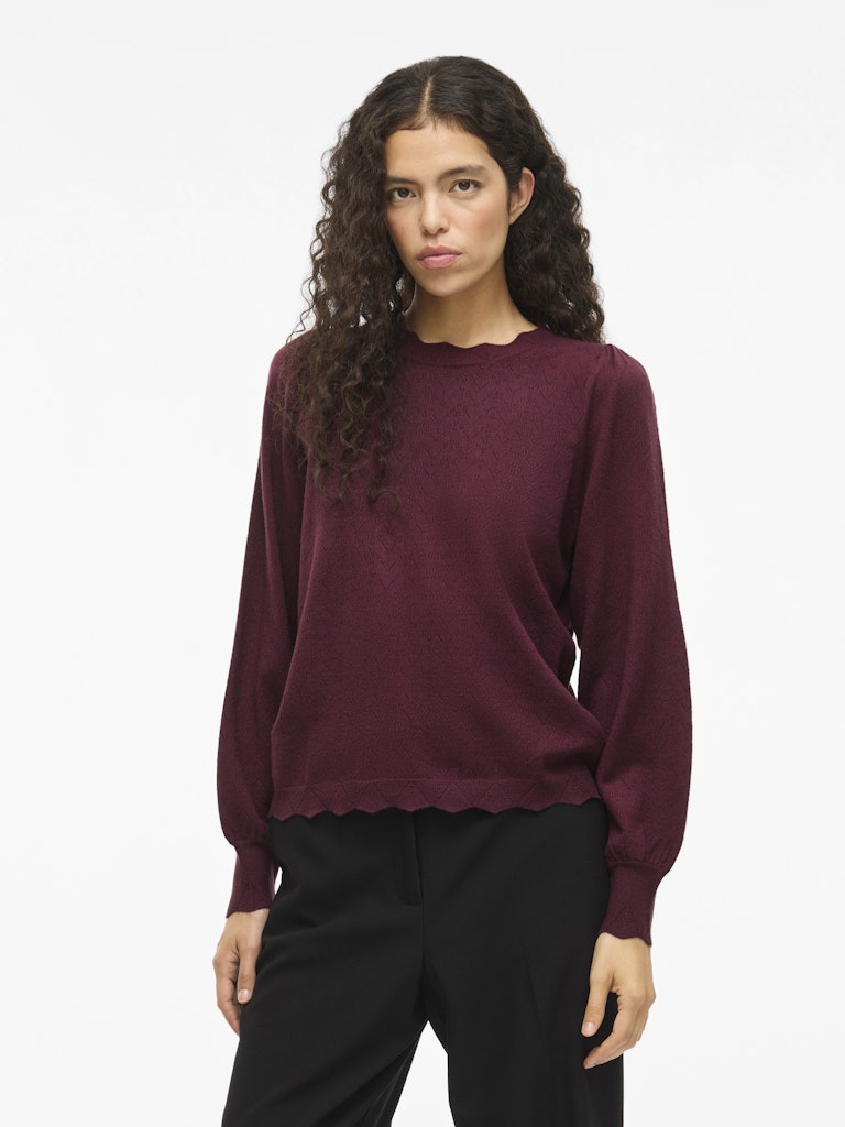 Viemi O-neck L/s Knit Top/tes - Bordeaux